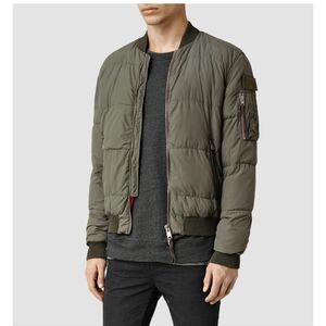 ALLSAINTS Furlough Bomber Jacket in Olive Army Green size Large